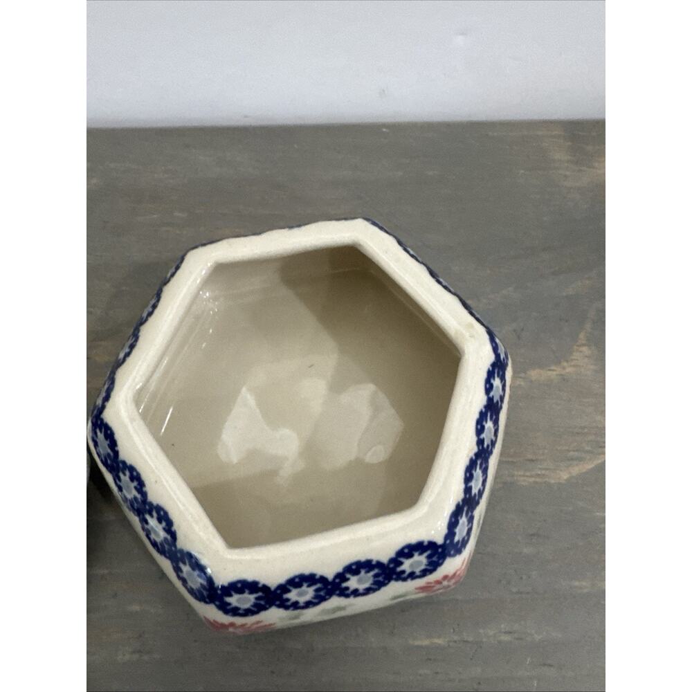 Polish Pottery Trinket Box by Manufaktura Boleslawcu 1990s Ceramic Floral - Picture 6 of 10
